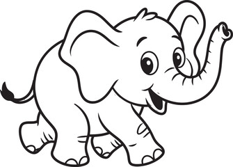 Fototapeta premium Adorable cartoon baby elephant walking happily 