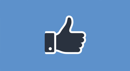 Obraz premium Thumbs up gesture. Approval, like, on blue background. Graphic element
