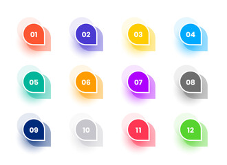 colorful 3d bullet points number elements in pack