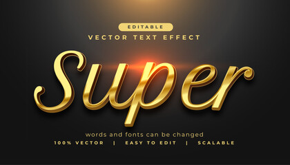customizable 3d golden super text effect template