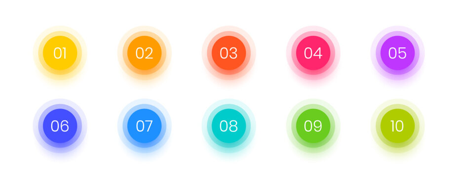 set of colorful circular bullet points on white background