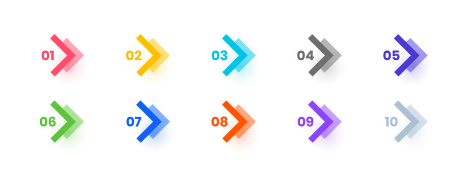 colorful directional arrow bullet point element in collection