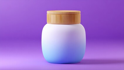 Round light blue jar with wooden lid