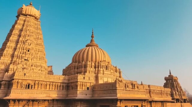 The majestic exterior of the Somnath Temple, capturing its intricate carvings and the historical significance of this revered pilgrimage site