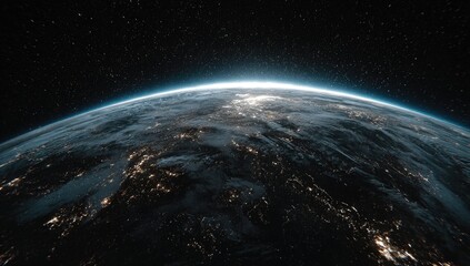 Obraz premium Earth from space, sunrise glow