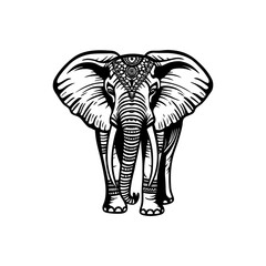 Intricate Full-Body Tribal Elephant Illustration
