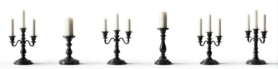 Black candle holders with candles