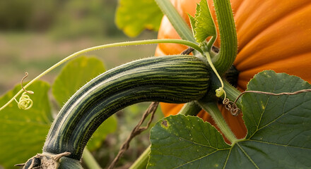 Giant pumpkin stem ready for the contest