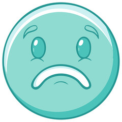 Sad Teal Face Emoji Bubble with Worried Eyebrows and Open Mouth