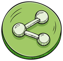 Hand-drawn share icon on green circle, social media concept, sharing design.