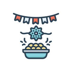 Color illustration icon for festival