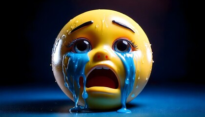 Sad emoji with blue tears representing emotional distress and melancholy