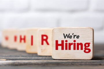Hiring Notice on Wooden Blocks for Job Recruitment Announcement