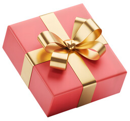 Obraz premium Red gift box with gold ribbon present