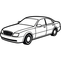 Sedan Car Line Art Outline Illustration of a Sleek Vehicle Design