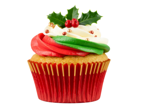  Classic Christmas Cupcake with Red and Green Frosting Swirl (3) - Powered by Adobe