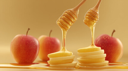 Rosh Hashanah, apples and honey tradition, sweet new year celebration, jewish symbols