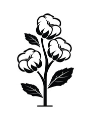 Obraz premium Cotton Plant Icon Illustration: A Symbol of Natural Fiber, Softness, and Textile Industry in Black Silhouette on Transparent Background for Versatile Use