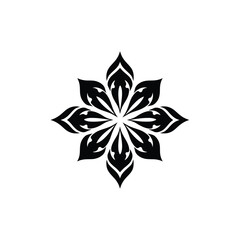 Obraz premium Abstract Floral Star Icon: A Geometric Design of Stylized Petals in Black Silhouette on Transparent Background for Modern and Artistic Applications