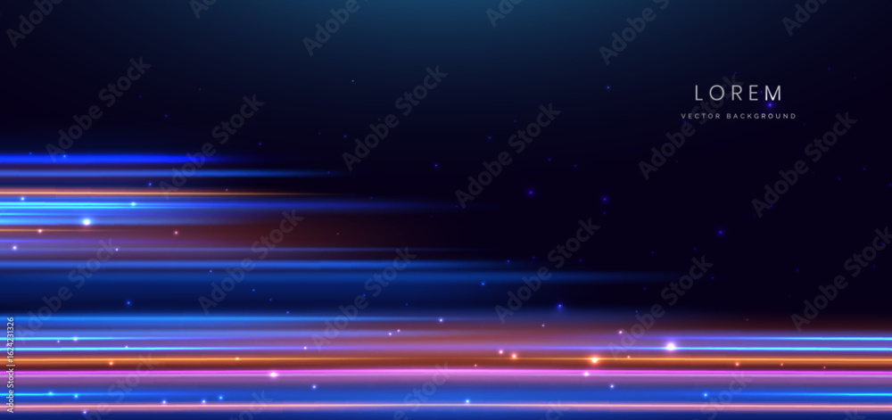 Canvas Prints futuristic speed lines on dark blue background with lighting effect.