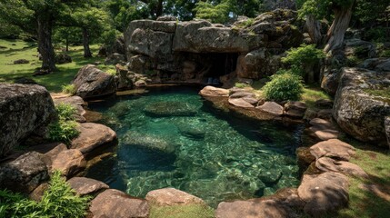 Nature's tranquil pool amidst rocks