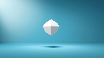 Floating White Cube on Blue Backdrop