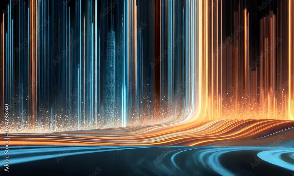 Wall mural a vertical background of data streams flowing upwards, representing the flow and idea generation in 