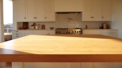 Bright and Airy Kitchen Island with Wooden Surface
