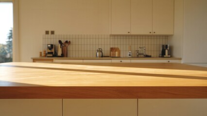 Bright and Airy Kitchen Island with Wooden Surface