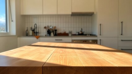 Bright and Airy Kitchen Island with Wooden Surface