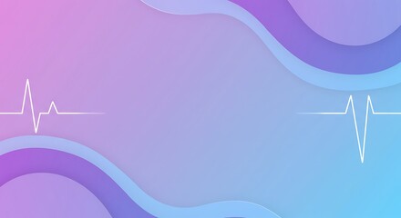 Clean Medical Presentation Template with Dual Heartbeat Line and Gradient Waves
