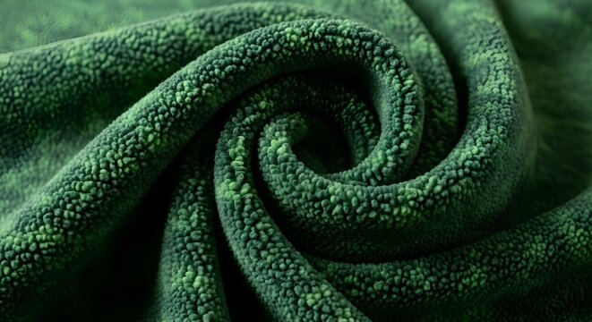 Recycled Polyester Fleece Fabric in Forest Green and  Green