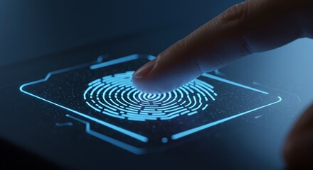 Fingerprint scan security authentication identification biometric access control system technology concept