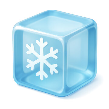 Translucent Blue Ice Cube with White Snowflake Icon