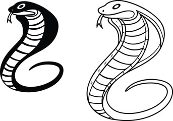 Complete Snake Body Vector in Line Art Style Isolated on White Background