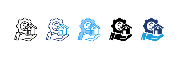 Property icon set multiple style collection