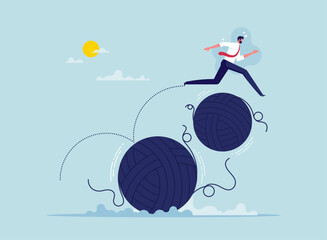 Ability to solve problems concept, businessman with skill to challenge obstacles, employee with aspiration rushes to success