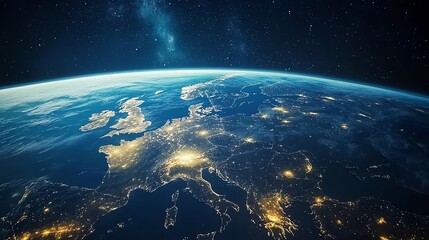 Obraz premium A breathtaking view of Planet Earth at night as seen