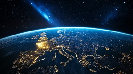 Fototapeta premium A breathtaking view of Planet Earth at night as seen