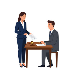 Obraz premium Business Contract Signing: Lawyer and Client Meeting for Legal Agreement