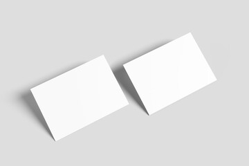 Blank white a6 postcard mockup with texture and shadow isolated on white background. 3d rendering