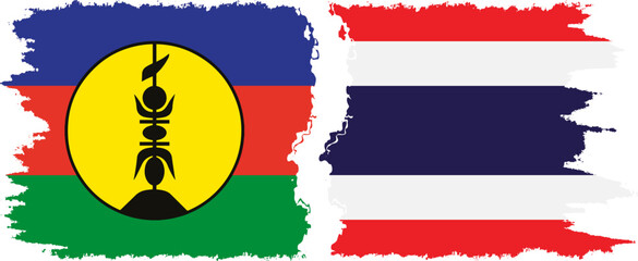 Thailand and New Caledonia grunge flags connection, vector