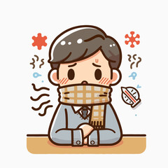 illustration of person getting fever and a dizzy