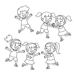 Happy children joyfully playing together, showcasing energetic movement and friendship.