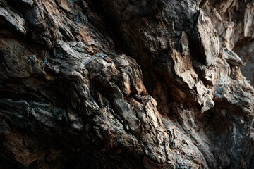 Intricate Patterns of Time: Exploring the Rich, Rugged Texture of Bark on an Ancient Tree Trunk in a Serene Forest Environment