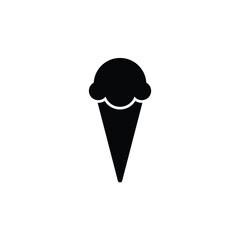 Ice cream icon in black and white. Minimalist icon silhouette on white background, ideal for ice cream shop menus, food labels, packaging design, apps or web design