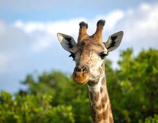 Fototapeta premium Close-up of a giraffe's head and neck