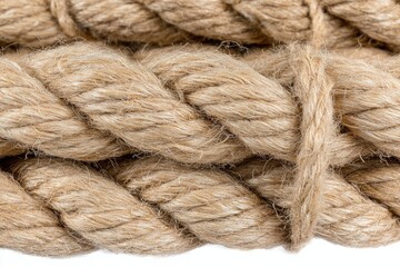 Close-up of coiled light brown rope
