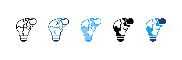 Problem Solving icon set multiple style collection