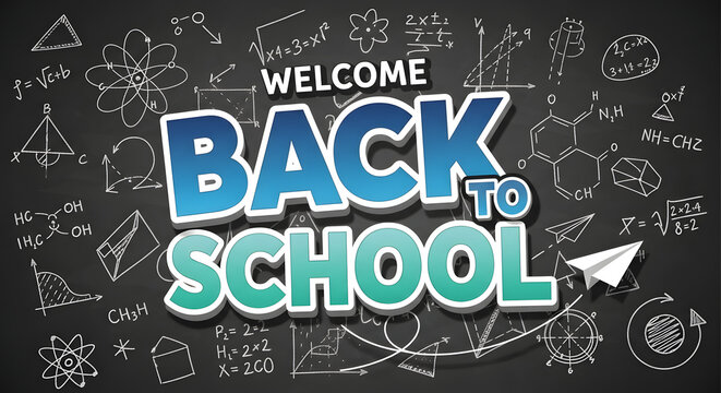Welcome Back To School Chalkboard Art With Science Formulas